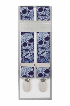 Blue Paisley Skull Trouser Braces